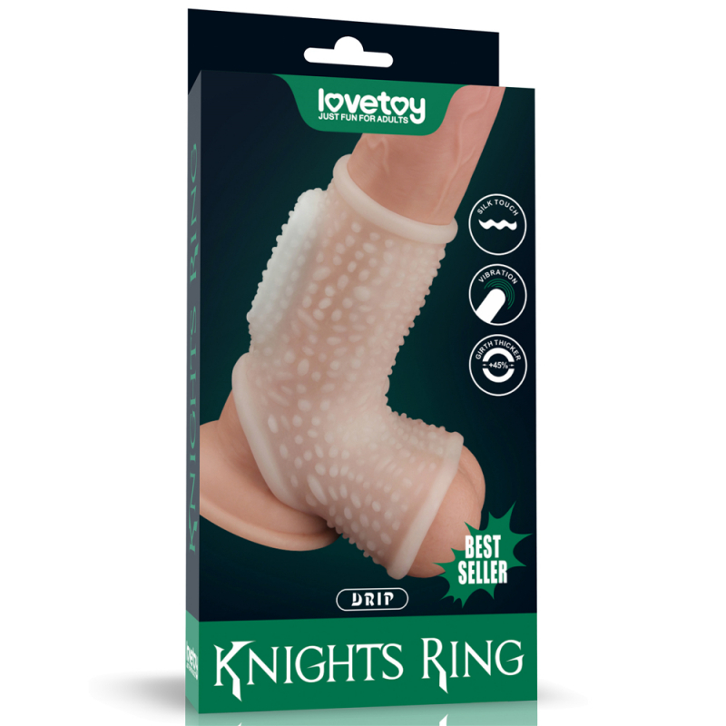 Насадка с отверстием для мошонки "Knights Ring" с вибрацией, рельефная 